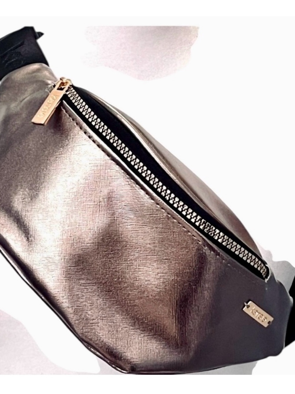 Metallic Bronze Leather Fanny Pack with Gold Hardware
